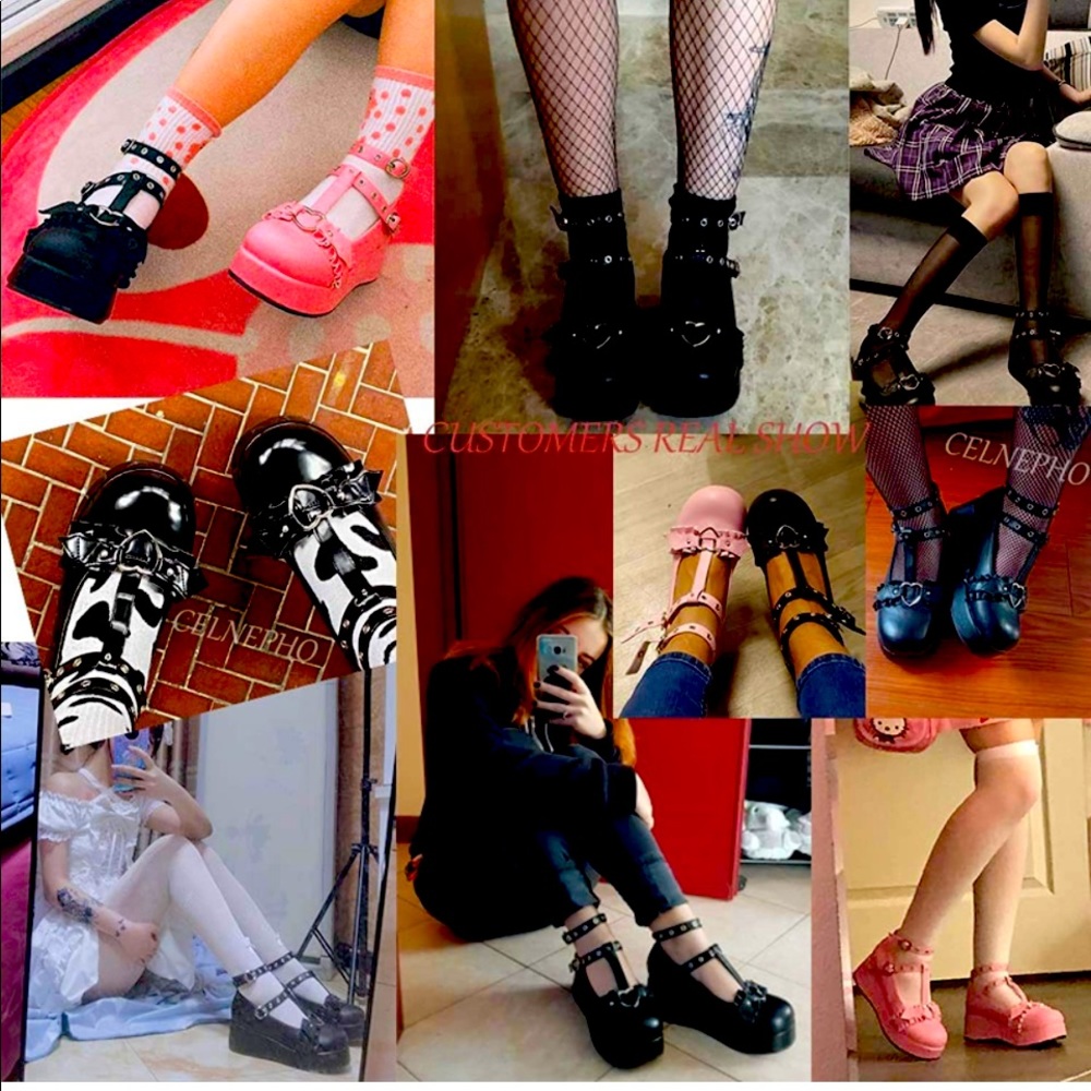 Women’s Mary Jane Shoes, Bow Round Toe Ankle T-Strap  Platform Dress Pumps Shoes